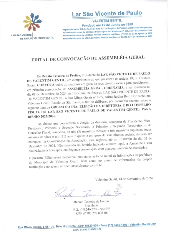Noticia eleicao-da-diretoria-e-do-conselho-fiscal-do-lar-sao-vicente-de-paulo-de