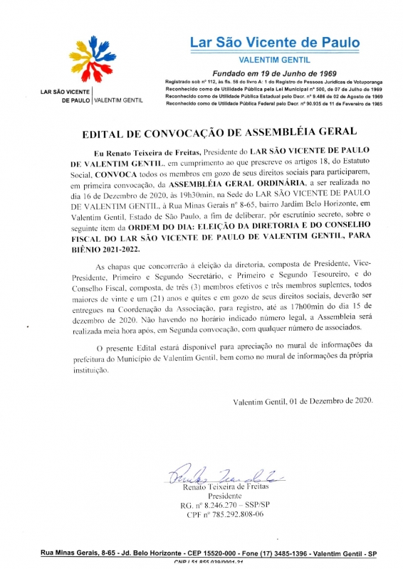 Noticia eleicao-da-diretoria-e-do-conselho-fiscal-do-lar-sao-vicente-de-paulo-de